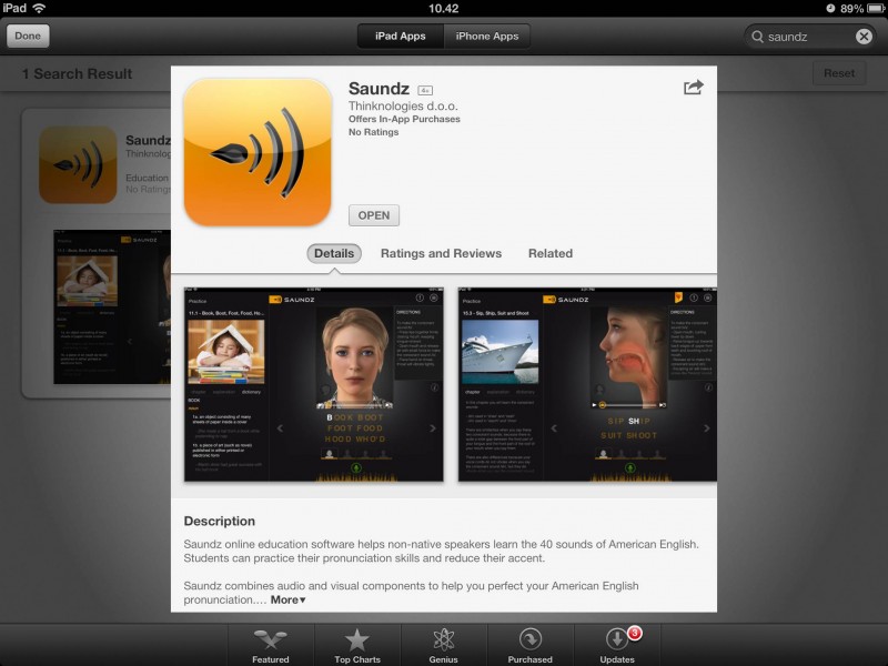 Saundz english pronunciation software for iPad